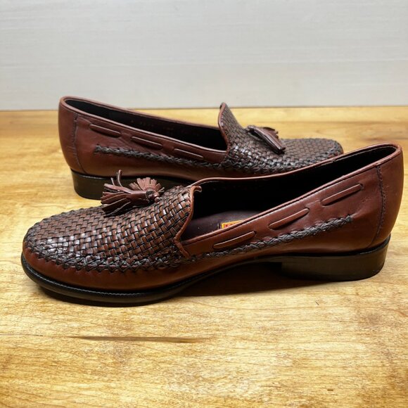 Cole Haan Leather Loafer Women's 7.5B Basket Weave Tassel Brown Slip On Casual - Picture 5 of 10